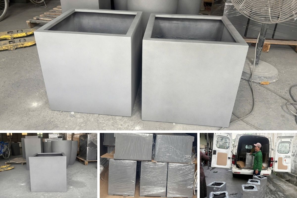 Xưởng sản xuất chậu composite vuông theo yêu cầu