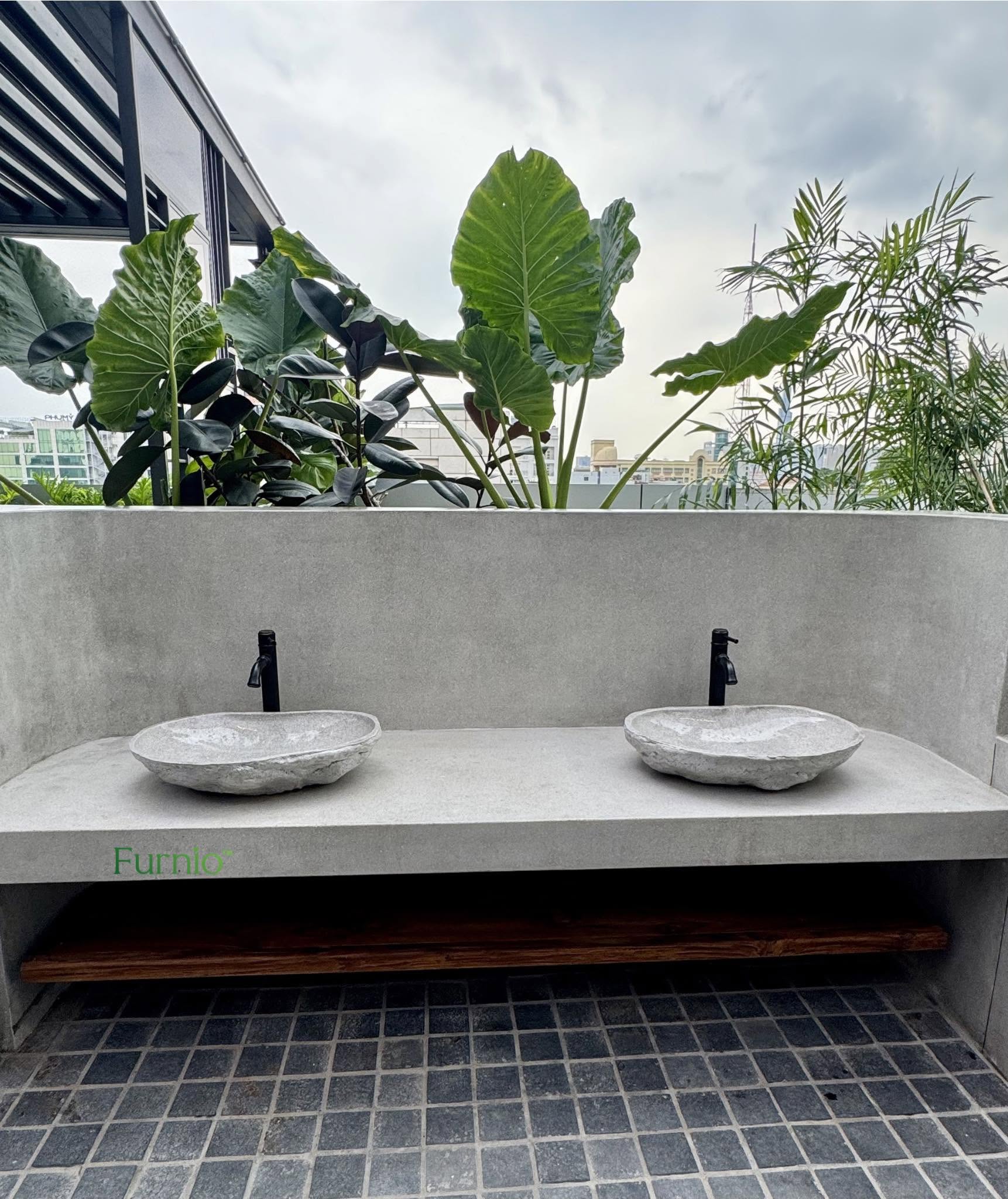 Bồn rửa đá mài terrazzo tại công trình BIDV