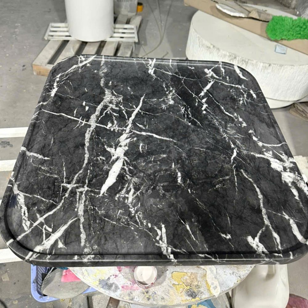 Mặt Bàn Đá Mài Vuông Vân đá Marble