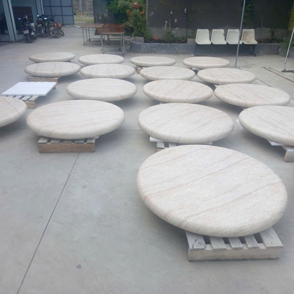 Mặt Bàn Đá Mài Tròn Lớn Vân đá Marble