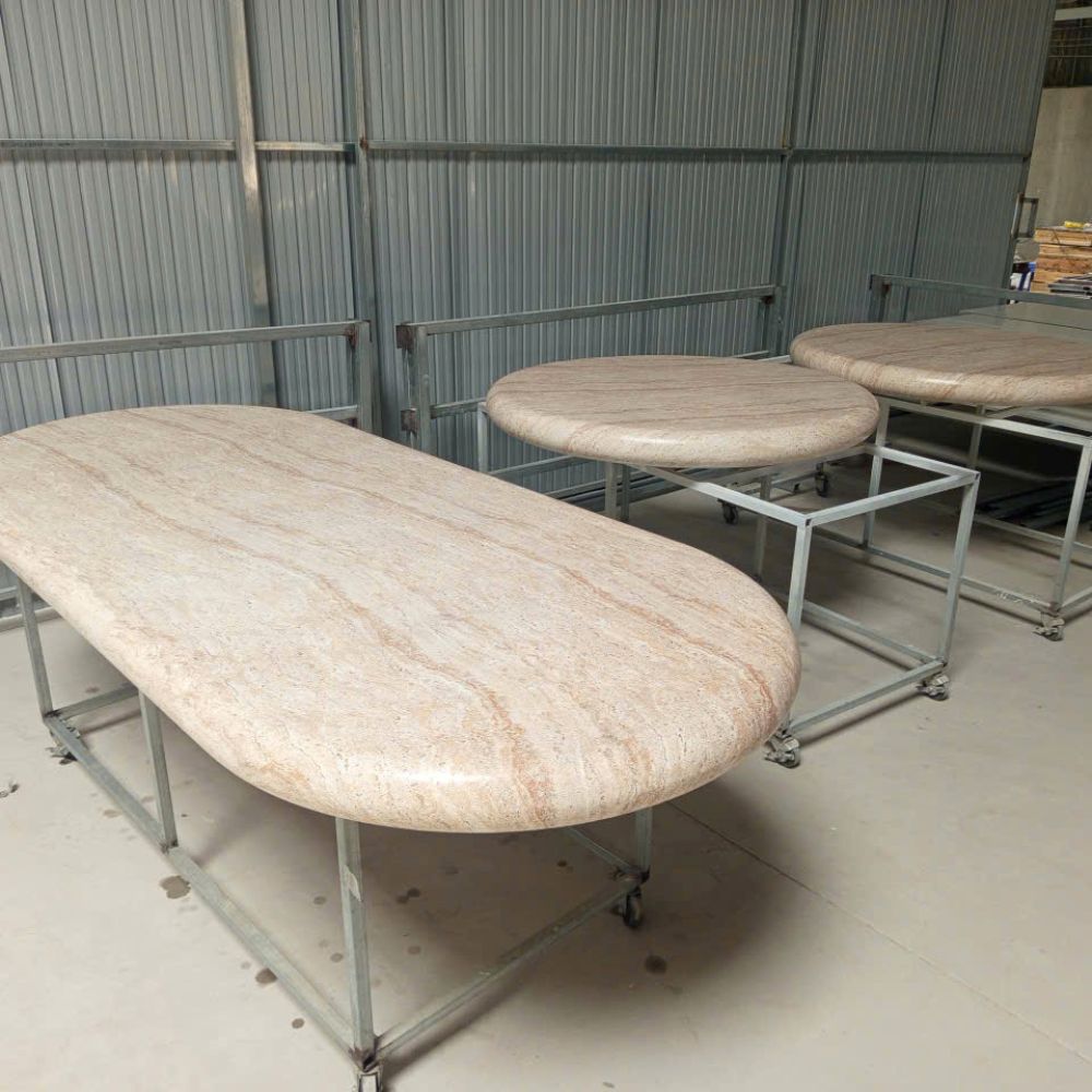 Mặt Bàn Đá Mài Bo Cạnh Vân đá Marble