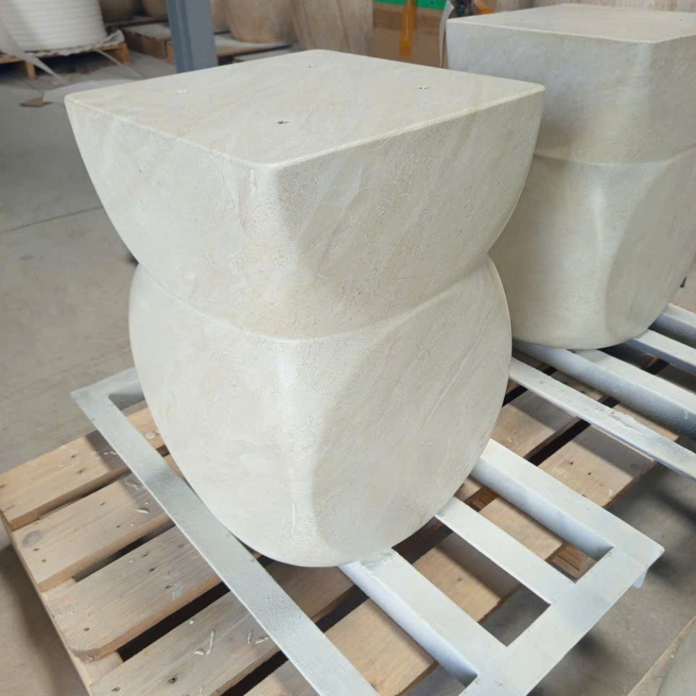 Đôn Đá Mài Vuông 2 Tầng Vân đá Marble