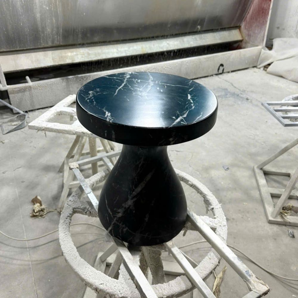Đôn Đá Mài Hình Nấm Vân đá Marble Đen