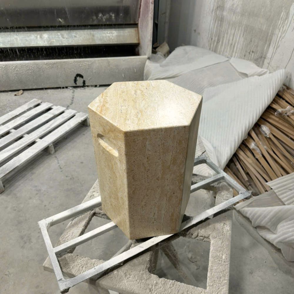 Đôn Đá Mài Trụ Lục Giác Vân đá Marble